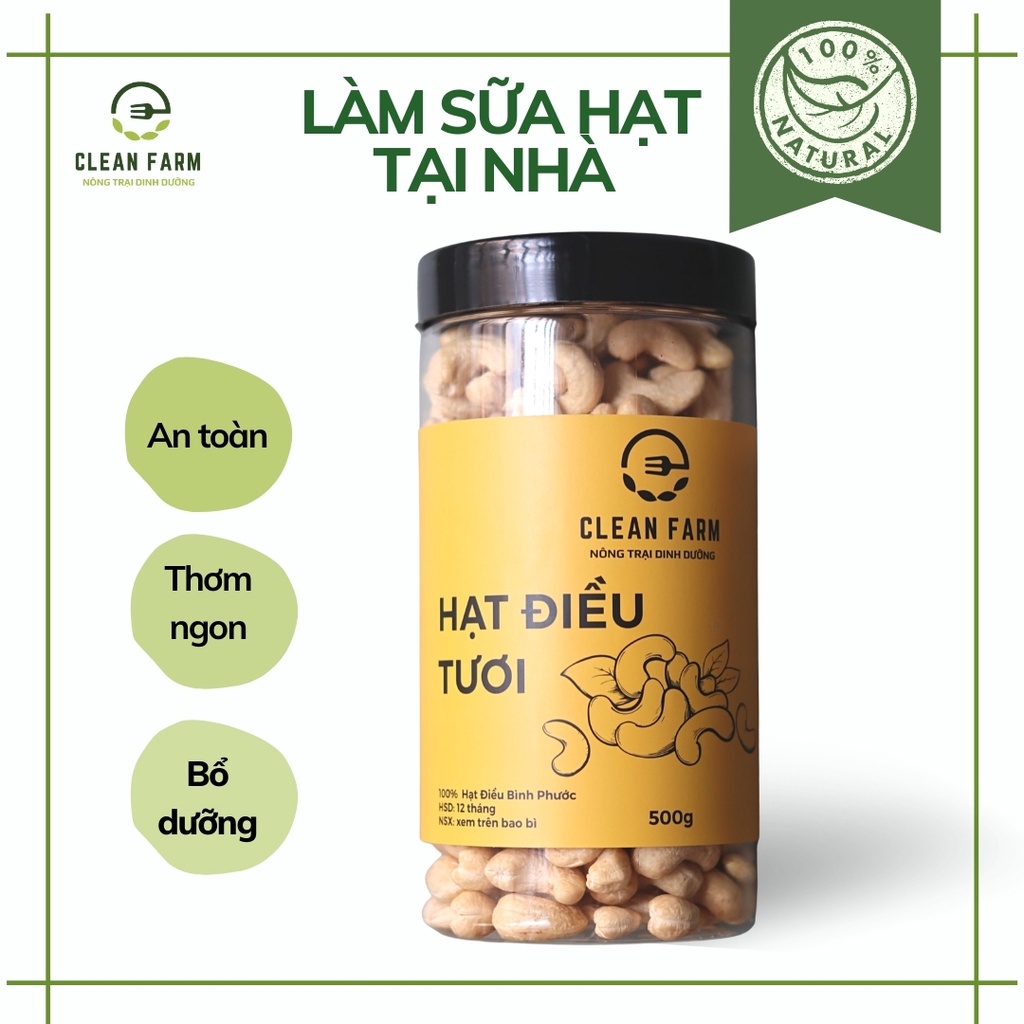 500g Hạt Điều Tươi Vỡ Bình Phước - làm sữa hạt giàu dinh dưỡng lành mạnh, cho cả gia đình cùng khoẻ mạnh