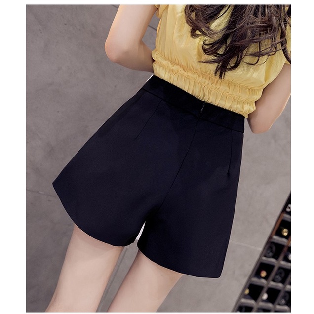 Quần short nữ lưng cao cạp cao ống rộng CHAT vải tuyết mưa Hàn Quốc Q033