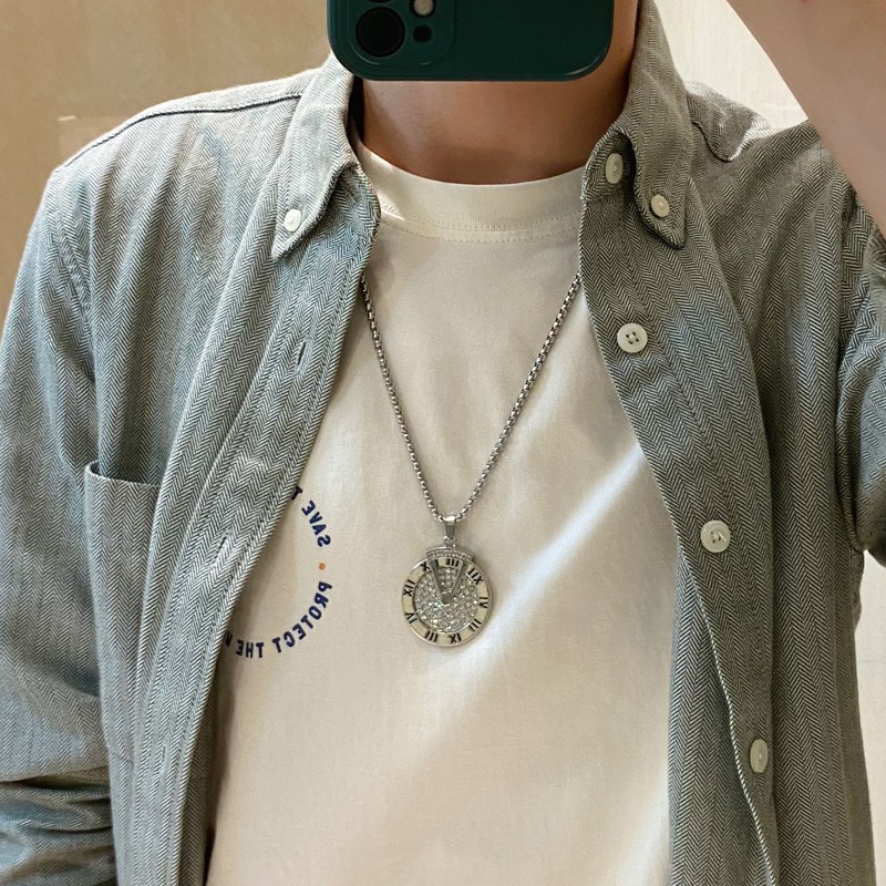 Vòng cổ nam dây chuyền nam nữ unisex màu bạc Asta Accessories Clock Chain Phụ kiện Titan không gỉ - Clock Chain