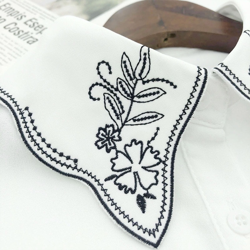 Cổ Áo Sơ Mi Giả Thêu Hoa Màu Trắng Đen 10mk Thanh Lịch Cho Nữ | BigBuy360 - bigbuy360.vn