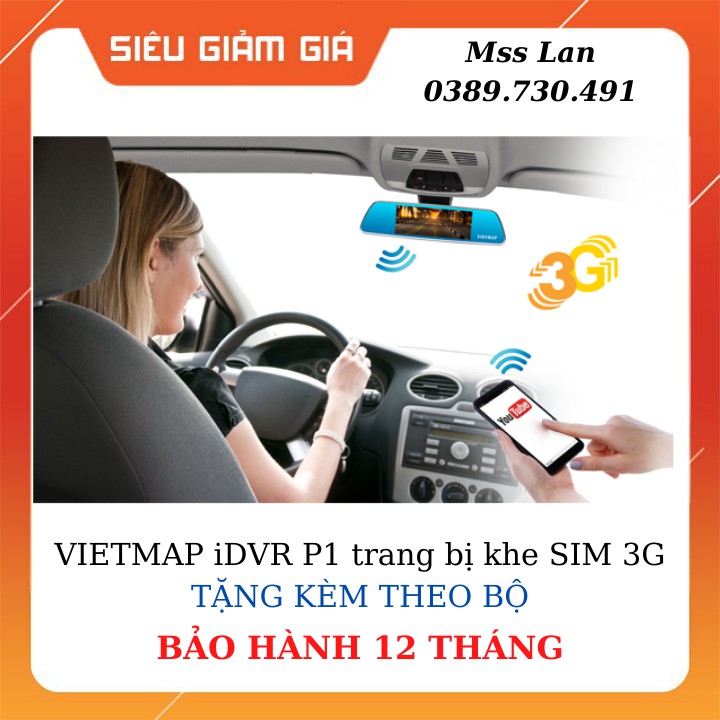 Camera Hành Trình Ô Tô VIETMAP iDVR P1 3G WiFi Vừa Dẫn Đường Vừa Ghi Hình Trước Sau Giám Sát Trực Tuyến Quản Lý Xe Từ Xa