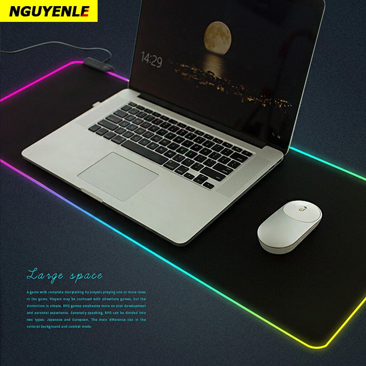 Lót Chuột Led ,Pad Chuột Led ,Bàn Di Chuột Chơi Game LED RGB Cỡ Lớn Chống Trượt Đa Màu Sắc , Chế Độ