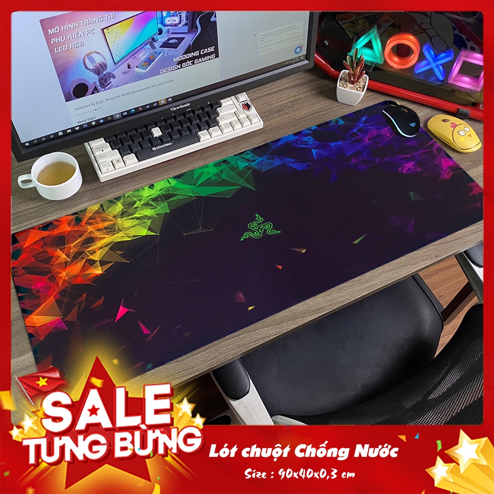Lót chuột, Pad chuột, Bàn Di chuột Mẫu Razzzer RGB Chống Nước Over Size 90x40x0.3 cm Siêu Đẹp