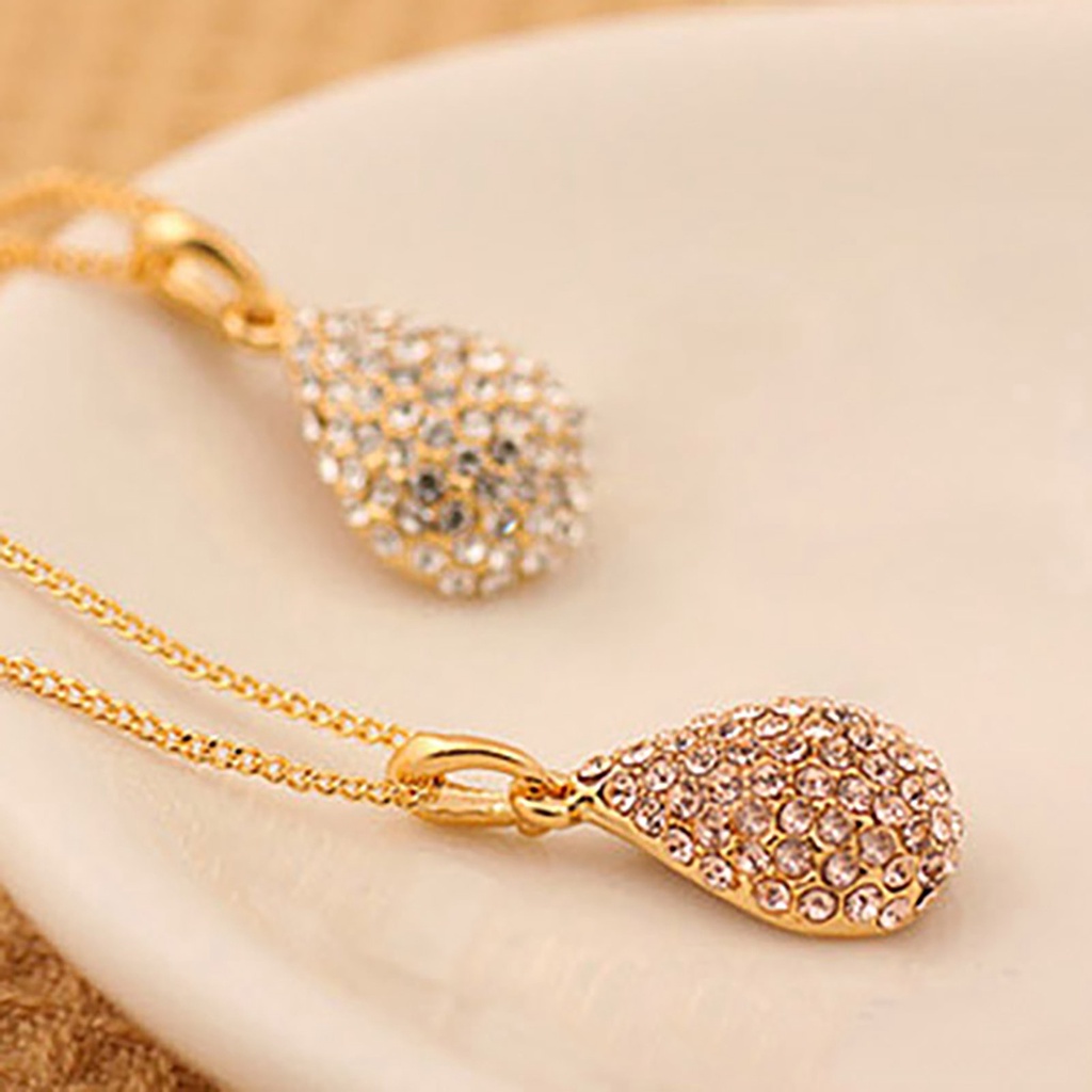 Dây chuyền mạ bạc/vàng hình giọt nước đính đá sang trọng thanh lịch dành cho nữ