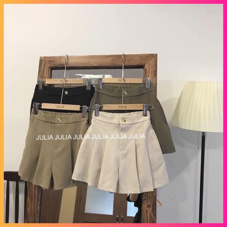 Quần shorts vải cạp khuy đứng xếp ống xòe, Quần đùi hè vải mát Cao Cấp - MOONMY