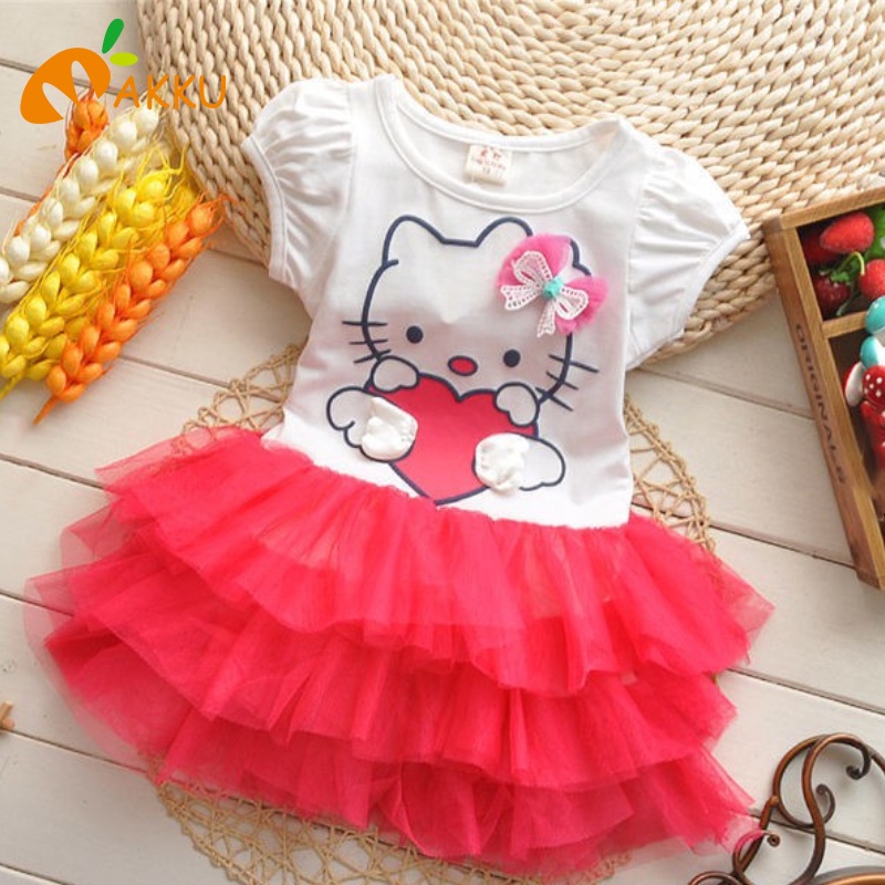 Đầm Xòe Hình Mèo Kitty Đáng Yêu Thời Trang Cho Bé Gái akku