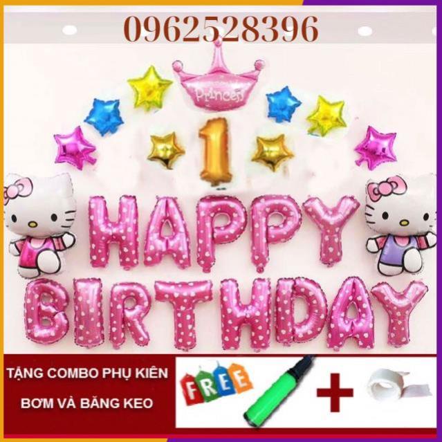 Set bóng trang trí sinh nhật❤️hello kitty❤️kèm bơm và băng keo❤️set 8C