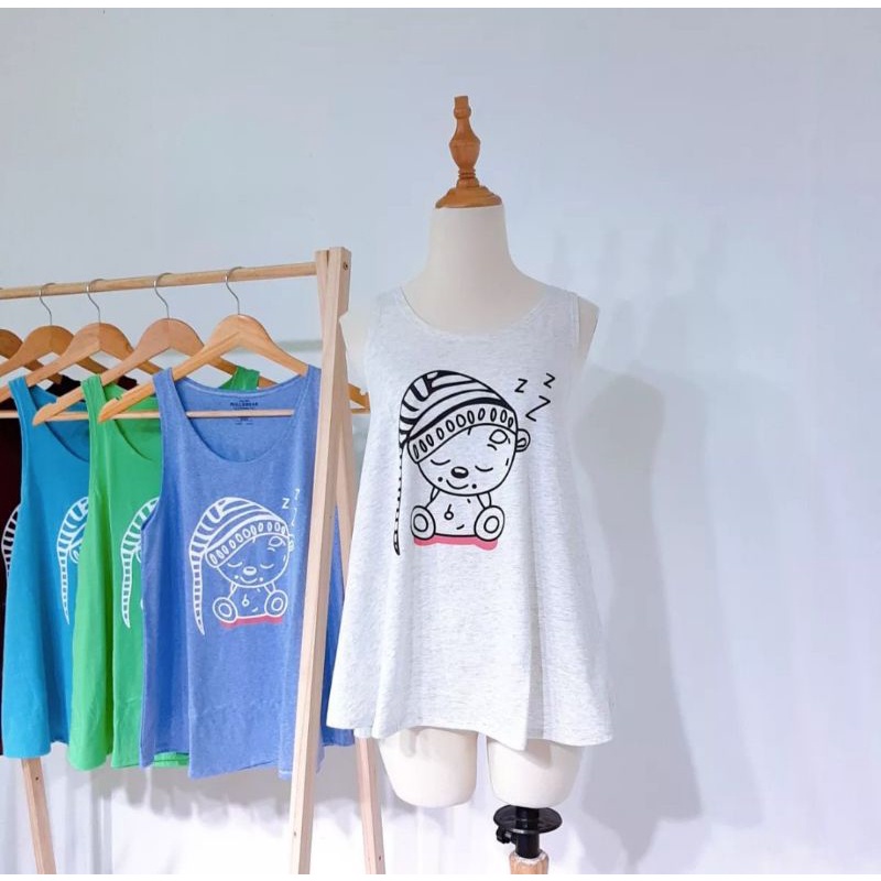 Áo ba lỗ nữ hình chú gấu siêu dễ thương cute hot hit hiện nay cotton đơn giản thoáng mát thoải mái tập gym giá rẻ