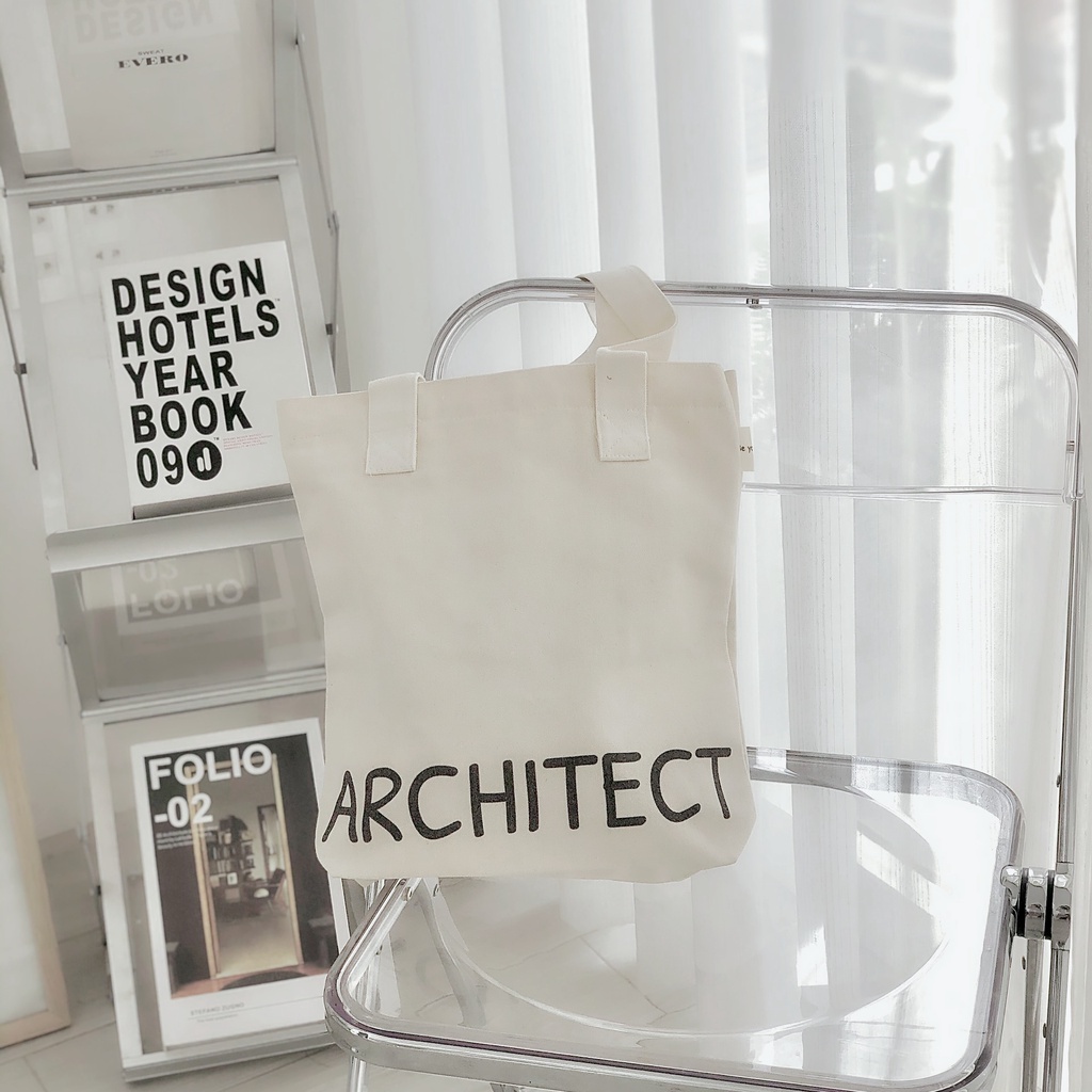 Túi tote ARCHITECT vải canvas mộc Tadi house vintage style