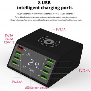 Đế Sạc Nhanh Không Dây 8 Cổng Usb 3.0