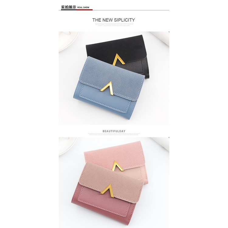 Ví Ngắn Đựng Thẻ 30% Hình Chữ V Đơn Giản Phong Cách Âu Mỹ Cho Nữ