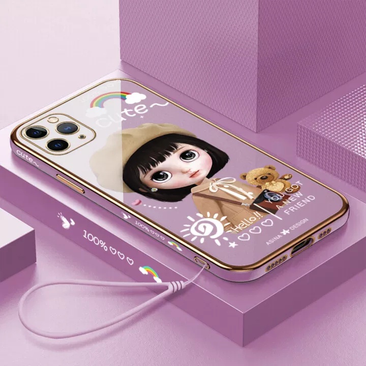 Ốp điện thoại QIANZI mềm họa tiết cô gái thích hợp cho Iphone 11 12 11 Pro Max 12 Pro Max 11 Pro 12 Pro 12 Mini