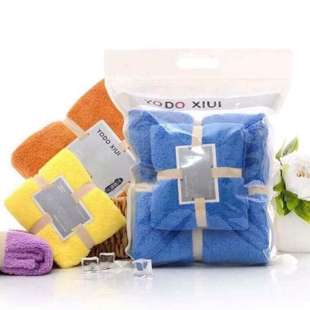 Sét 2 khăn tắm và mặt sợi tre xuất nhật