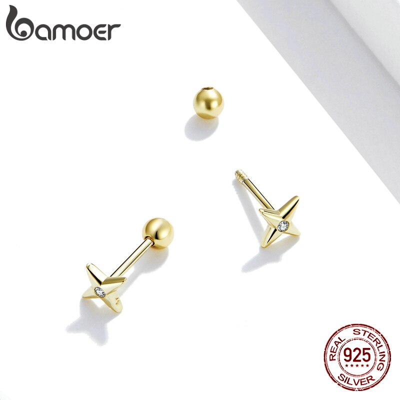 Hoa Tai Bạc 925 Bamoer SCE1117 Hình Ngôi Sao Trang Sức Thời Trang Cho Nữ Và Bé Gái
