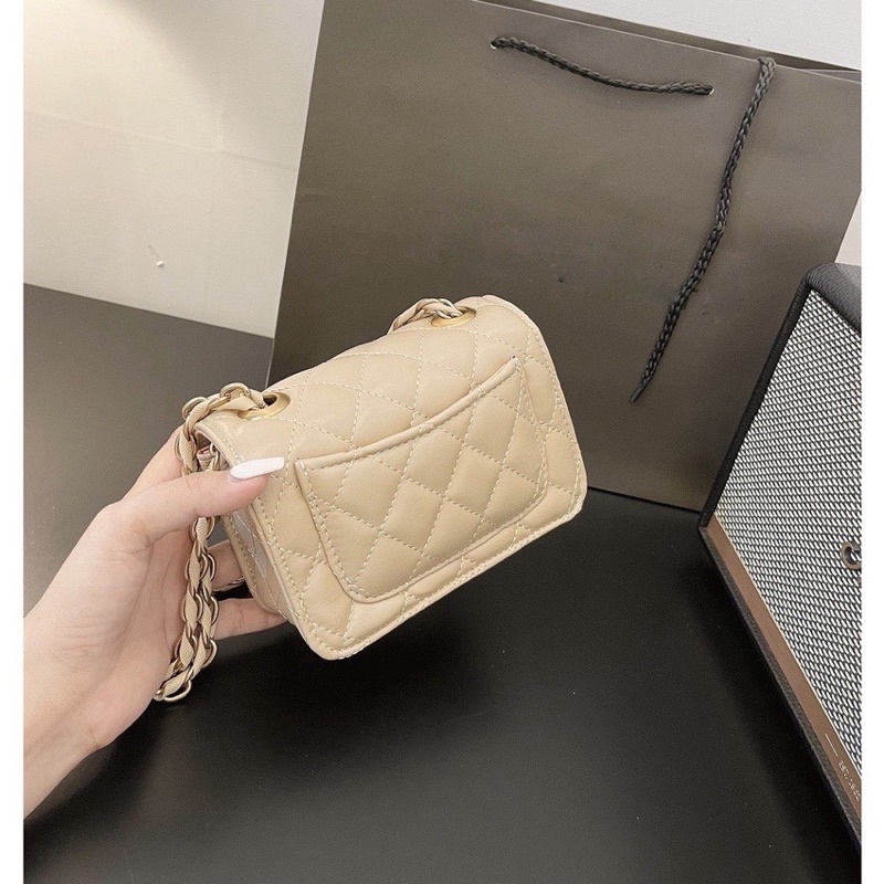 Túi xách nữ mini giá rẻ thêu trám khoá gập vàng Zuliashop8386