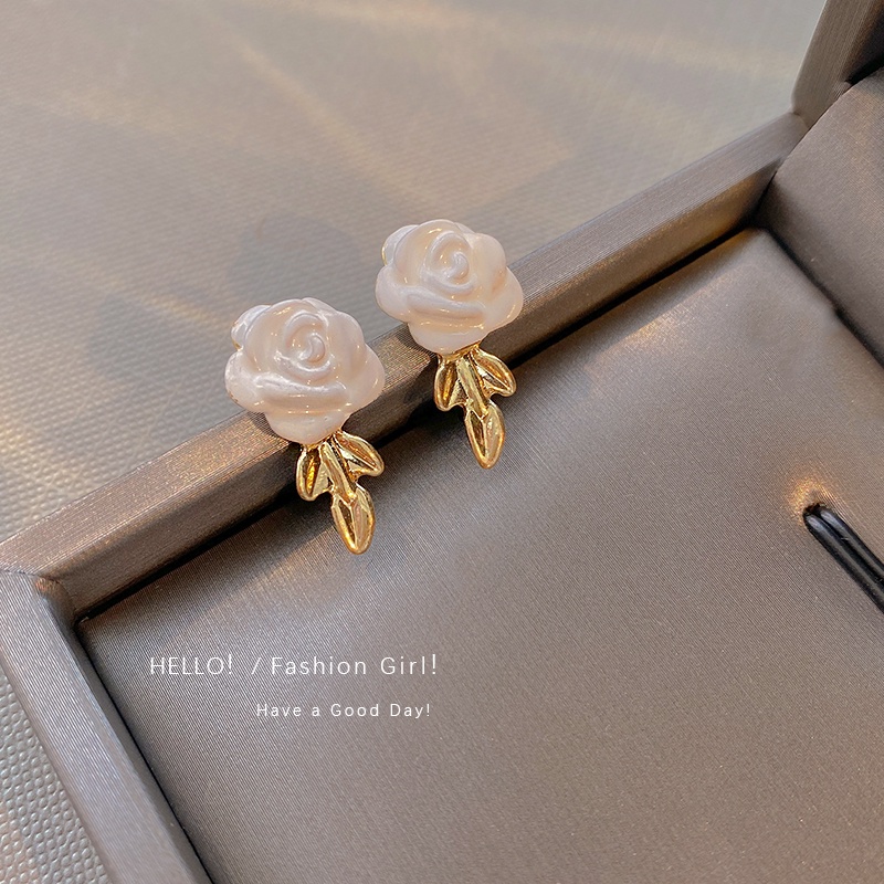 Bông Tai Hoa Trà Trắng Phong Cách Vintage Đơn Giản Cho Nữ