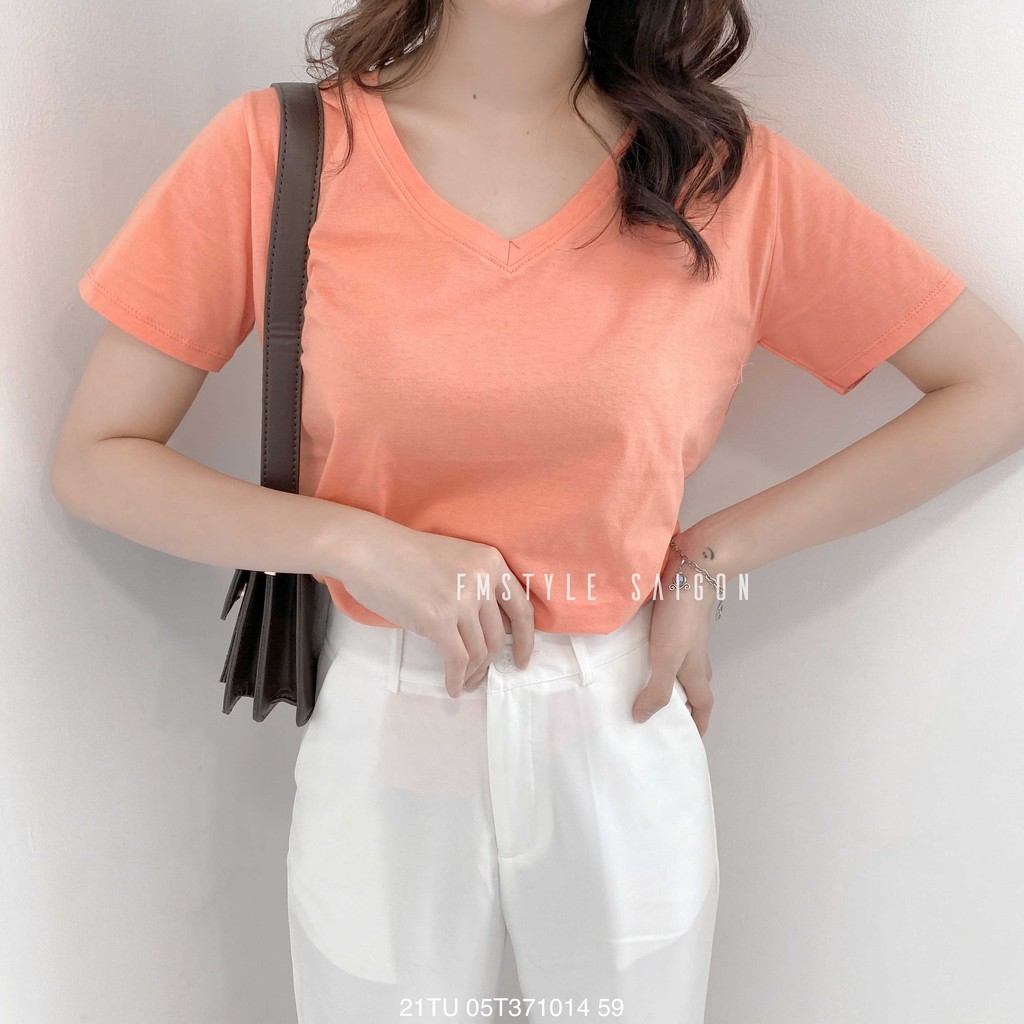Áo Thun Trơn Nữ Cổ V - Cổ Tròn Nữ Basic 100% Cotton Thoáng Mát, Thấm HÚt Mồ Hôi. | BigBuy360 - bigbuy360.vn