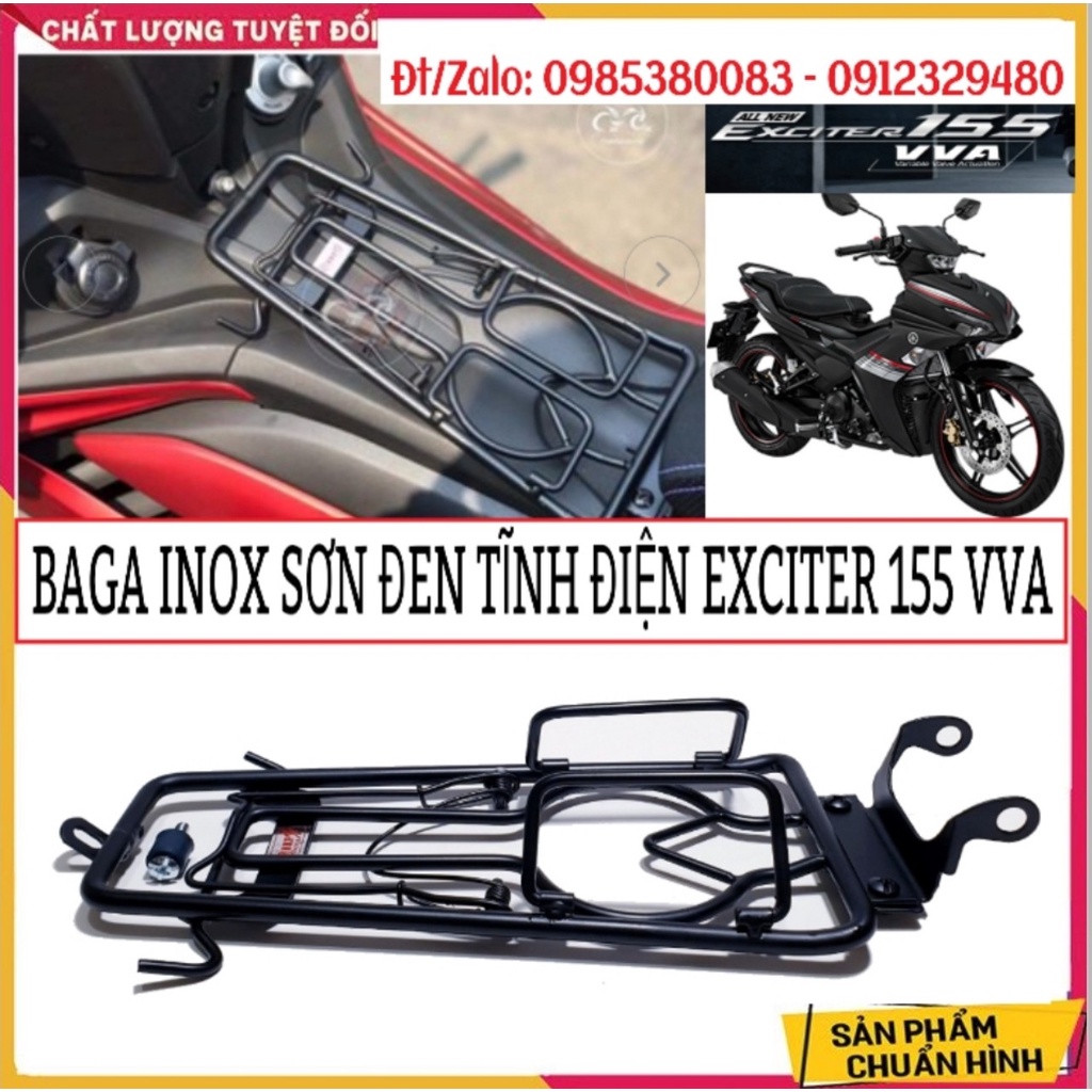 Baga Giữa EX155 Và EX155 VVA (Exciter 155 VVA) Cao Cấp INOX Sơn Đen Tĩnh Điện Dày 10 Ly Chắc Chắn Mẫu Mới 2021