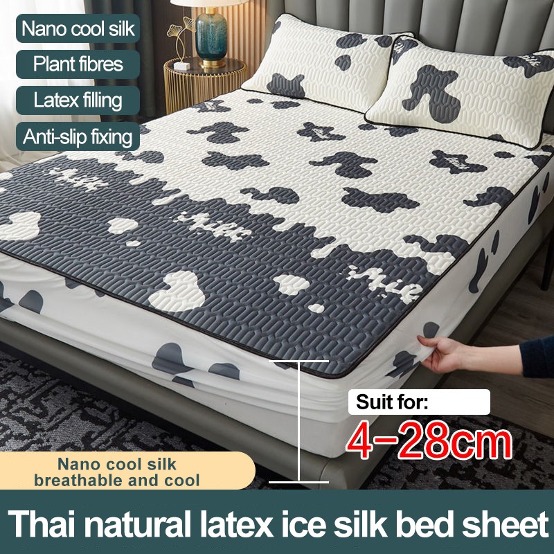 Mùa hè dày chăn nệm bọc King Queen quilted Ice Silk Bed Tấm chống vi khuẩn Nệm Topper Pad Giường thấm không khí