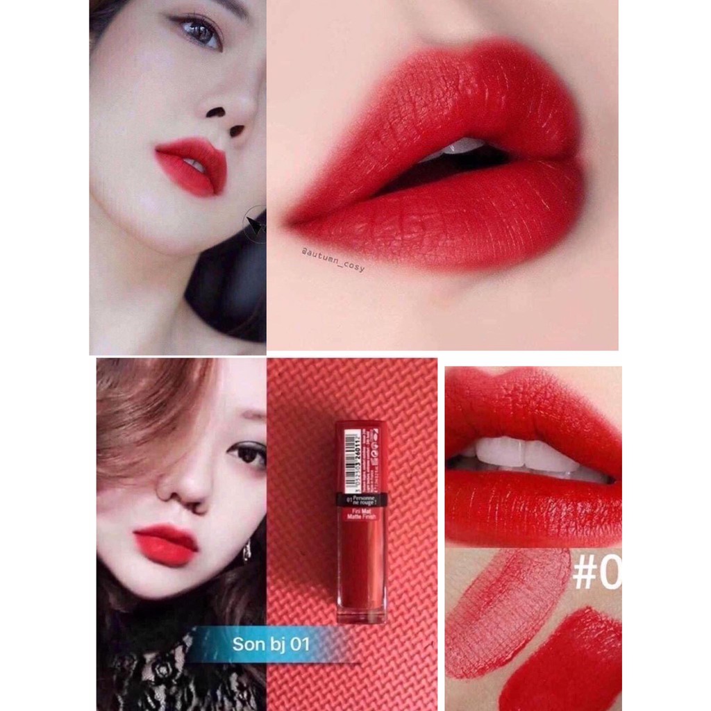 Son BJ Velvet 01 - Son Bourjois Rouge Edition Velvet màu đỏ tươi