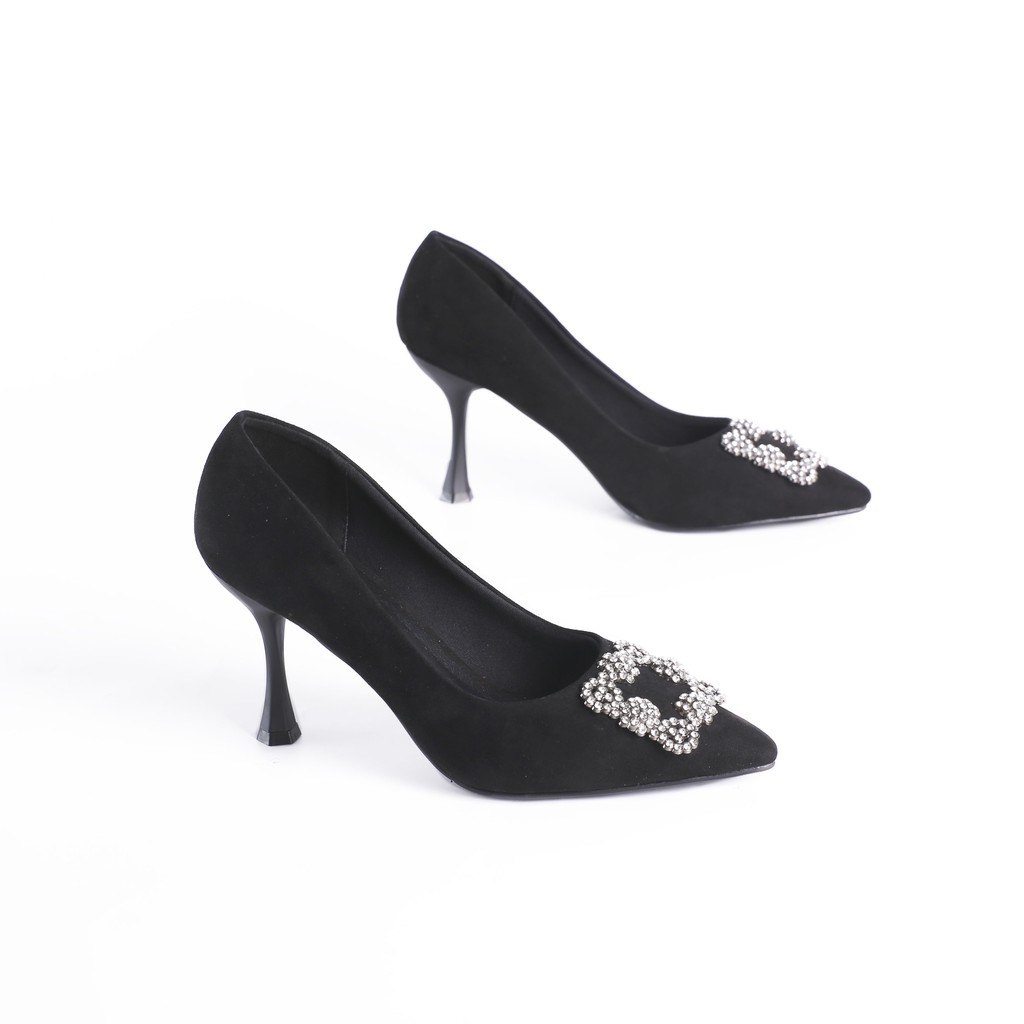 Giày Cao Gót 7cm Đính Đá Nhung Da Lộn Pixie X405 | BigBuy360 - bigbuy360.vn