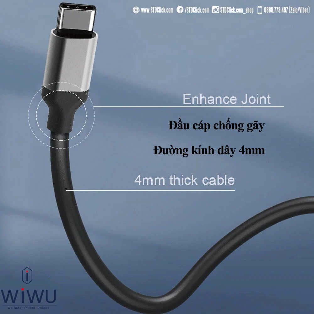 HUB CHUYỂN TYPE C WIWU Alpha C2H CHÍNH HÃNG 3 IN 1 TYPE C TO USB 3.0 + TYPE C PD 100W + HDMI 4K