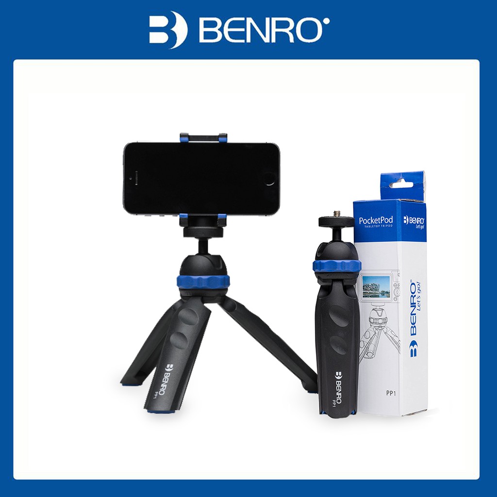 Chân máy để bàn, chơi game, xem phim, chụp ảnh, livestream Benro TableTop Tripod PP1 (có đế gắn điện thoại) | Chính Hãng