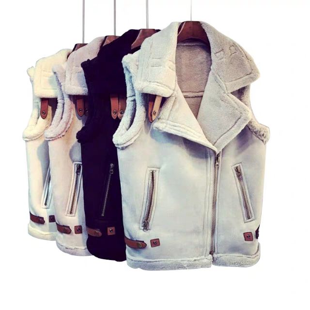 Áo gile nữ da lộn