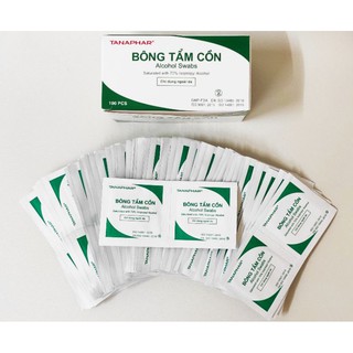 Bông tẩm cồn TANAPHAR, hộp 100 miếng