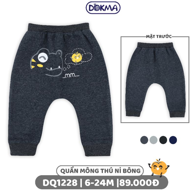 Quần sơ sinh mông thú nỉ bông Dokma 6-36M