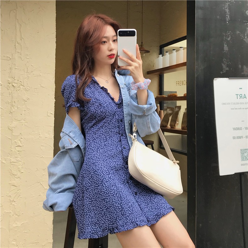 Đầm hoa nhí xanh V H3354