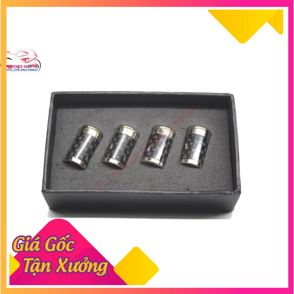 ỐC CHỤP CHÂN VAN CARBON CÓ LOGO GẮN CHO OTO - XE MÁY  (GIÁ 1 ĐÔI) (Ảnh Sp thật)