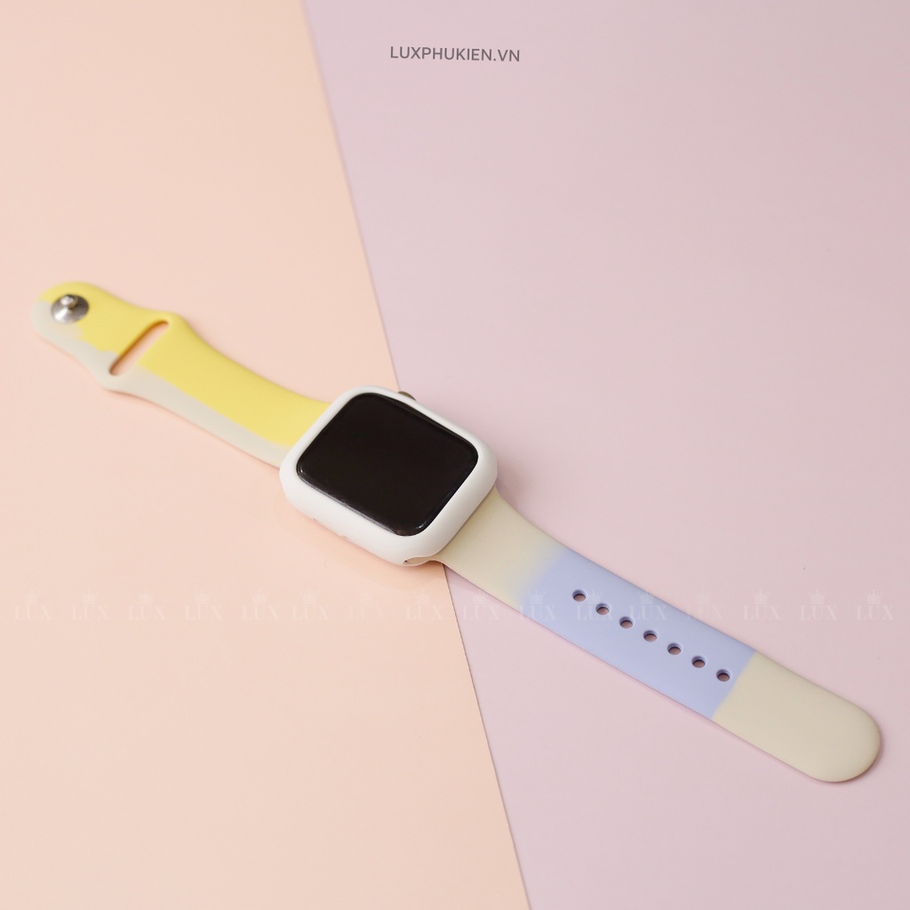 Combo dây Sport phối màu mix ốp silicon cho Apple Watch đồng hồ thông minh iWatch Series 1/2/3/4/5/6/SE size38/40/42/44