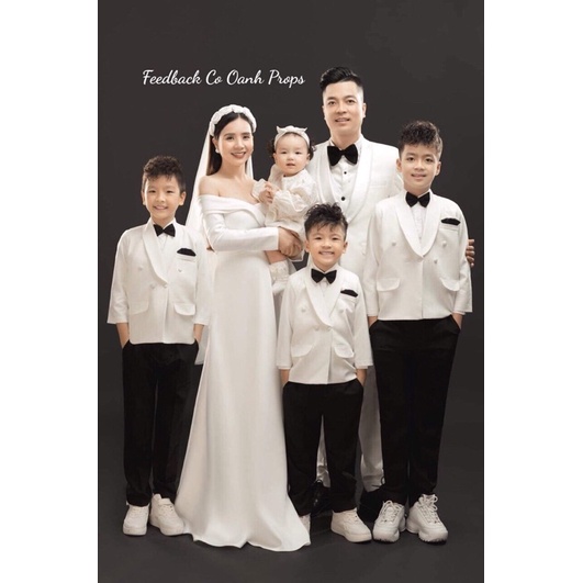 Áo Vest Trắng Hai Hàng Nút Cho Bé Trai Sang Trọng