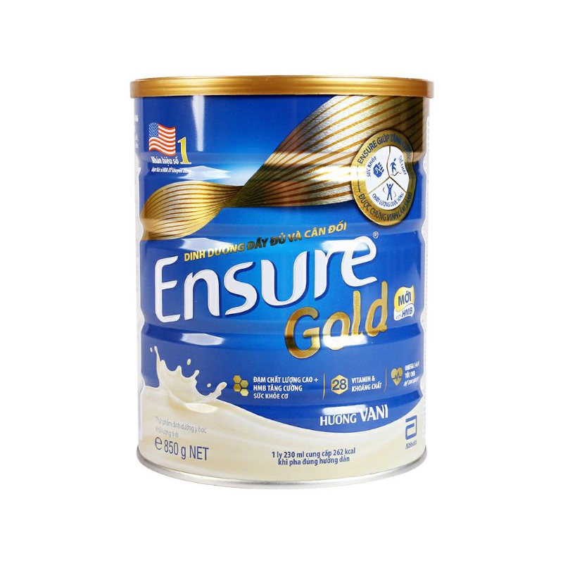 Sữa bột Ensure Gold hương vani và hương vani ít ngọt 850g ( Tốt cho sức khỏe )