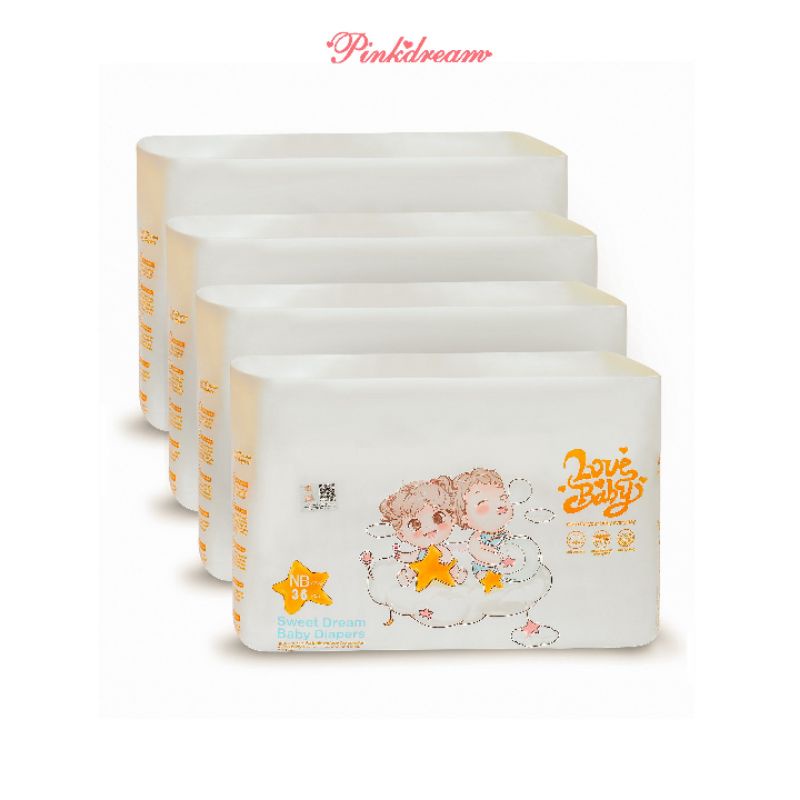 Tã/bỉm Dán hữu cơ Pinkdream Lovebaby size NB 36 miếng cho bé sơ sinh &lt;5kg