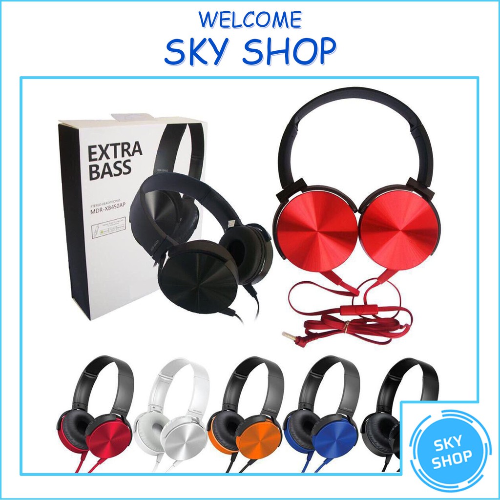 Tai Nghe Chụp Tai Headphone Có Dây Có Mic XB450 - Extra Bass - Chuyên Gaming, Livestream, Học Online
