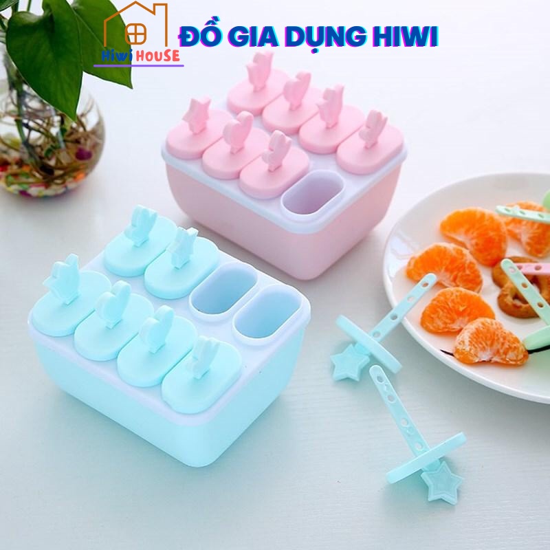 Bộ Khuôn Kem Que 8 Ngăn Và 6 Ngăn Que Rời Tiện Lợi