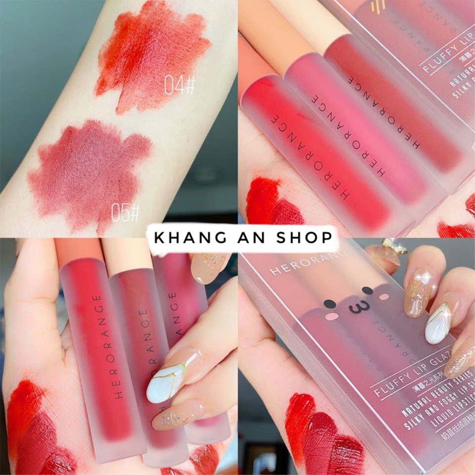 Set 3 Cây Son Kem Lì Herorange Fluffy Lip Glaze