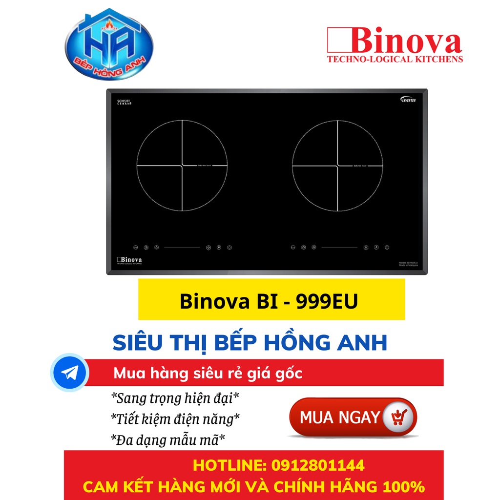 Bếp Từ BINOVA BI - 999EU - Nhập Khẩu Nguyên Chiếc Từ Đức - Thiết Kế Sang Trọng, An Toàn Tuyệt Đối, Tiết Kiệm Điện Năng