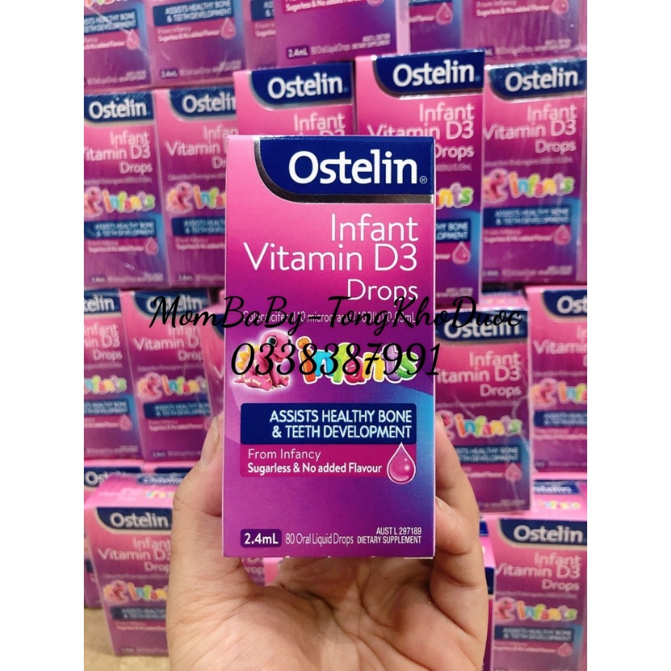 (Sỉ giá tốt) Vitamin D3 Ostelin cho trẻ sơ sinh &amp; trẻ nhỏ - giúp bé hấp thu Canxi phát triển xương và răng - Nội Địa Úc