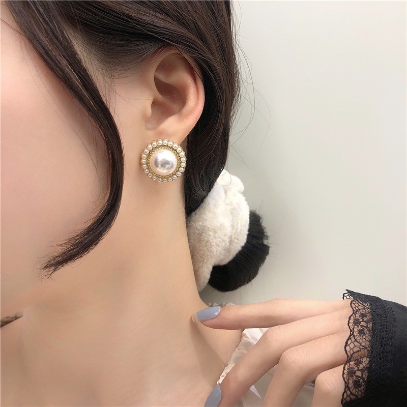 Khuyên tai tròn cổ điển đính ngọc KA733 Maycorner