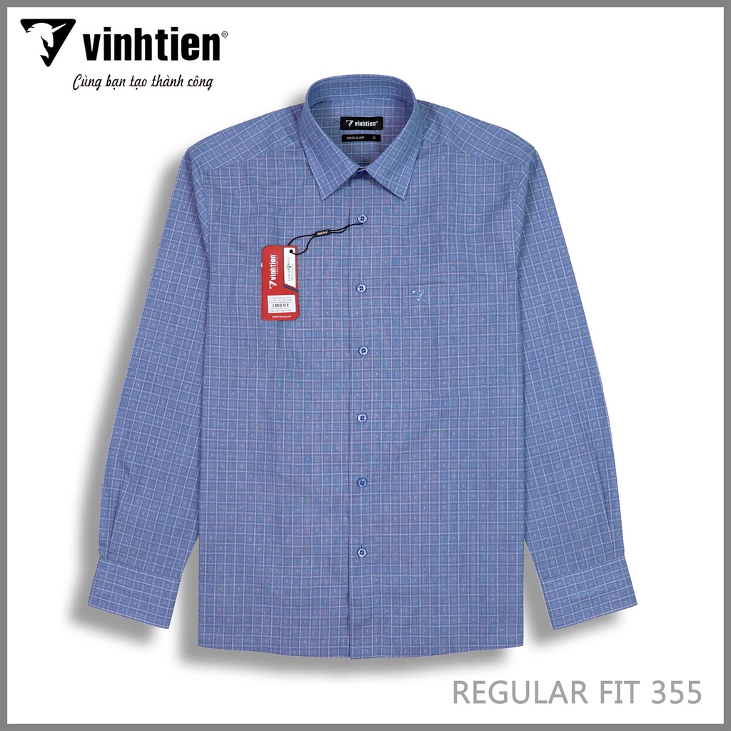 Áo Sơ Mi Nam Dài Tay Cotton Vĩnh Tiến Form Regular vạt Ngang 355 - G188