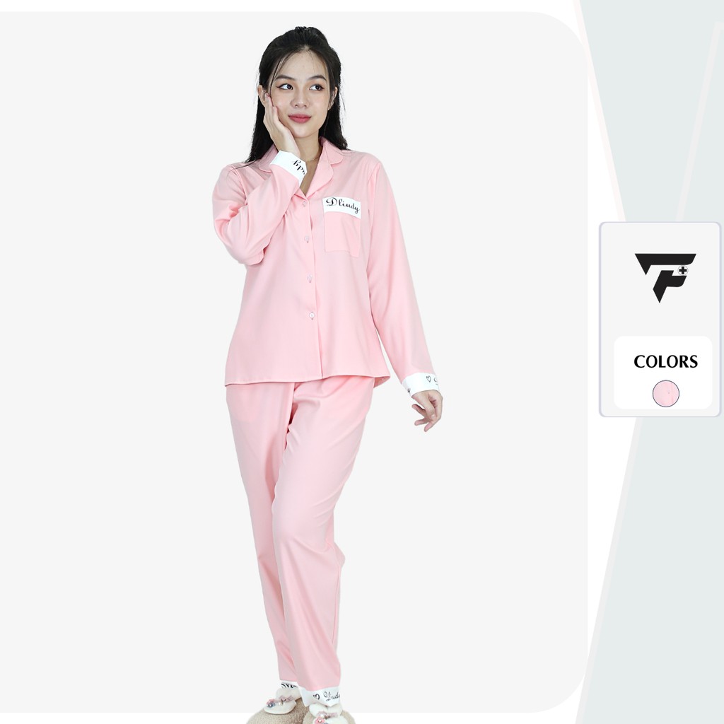 Đồ bộ pijama dài tay dễ thương tiểu thư cao cấp in chữ đẹp FPLUS 296