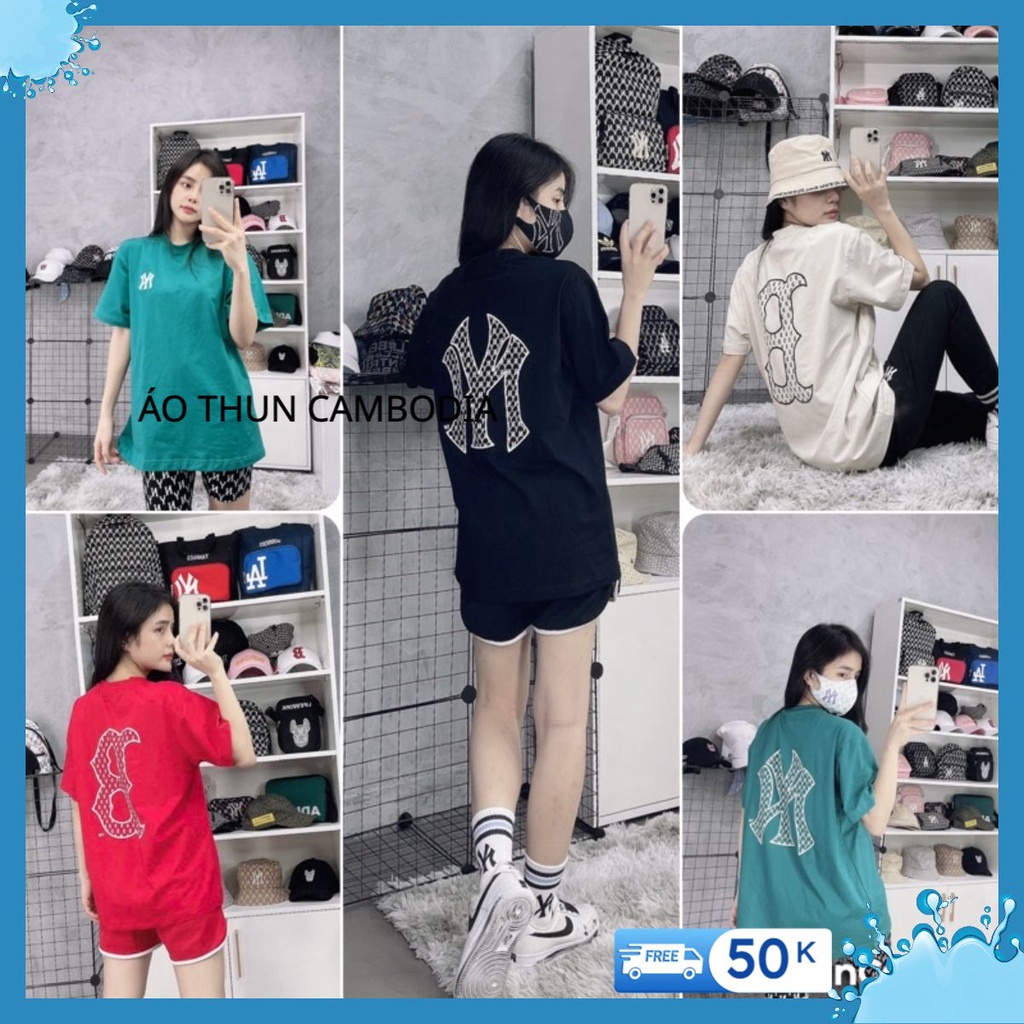 Áo Thun ML.B , Bottoon Ngắn Tay Vải Cotton Thêu Chữ Ny Cá Tính Logo lưng in Cho Nam Và Nữ