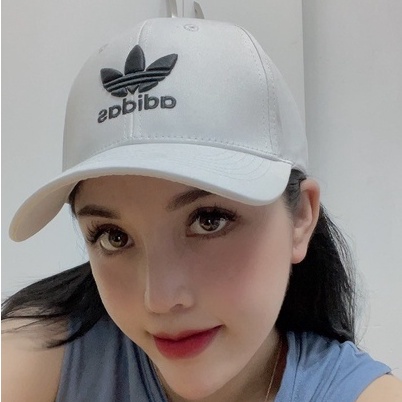 mũ nón lưỡi trai thêu chữ nổi 3D Adidas màu trắng logo đen siêu hót freesize dành cho cả nam và nữ