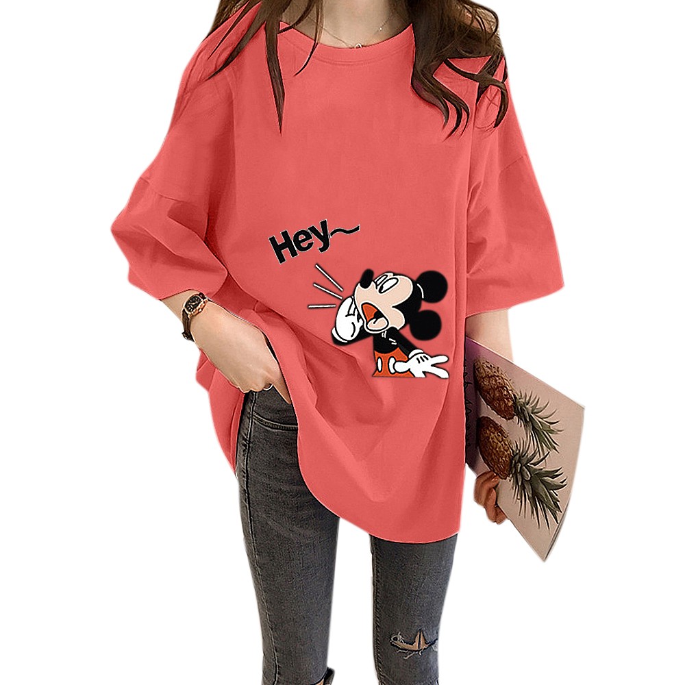 Áo Thun Nữ Tay Ngắn In Hình Chuột Mickey Thời Trang Hàn Quốc