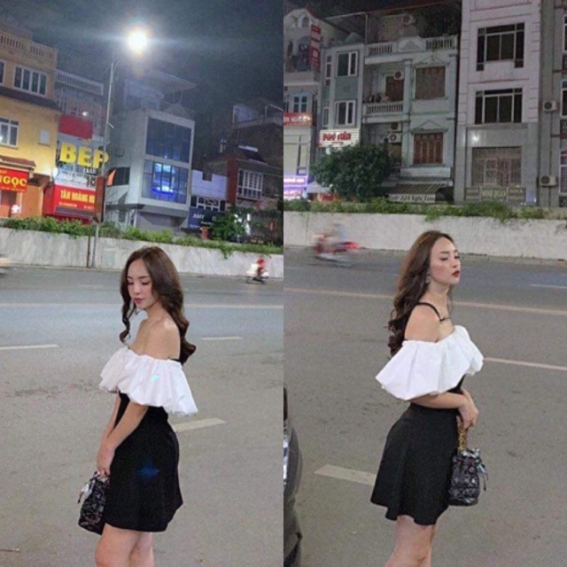 Đầm váy Ringela dress có mút ngực mặc được 2 kiểu trễ vai | BigBuy360 - bigbuy360.vn