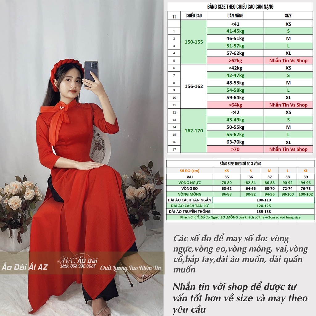 Áo Dài Truyền Thống Nữ Tay Lỡ AZ04