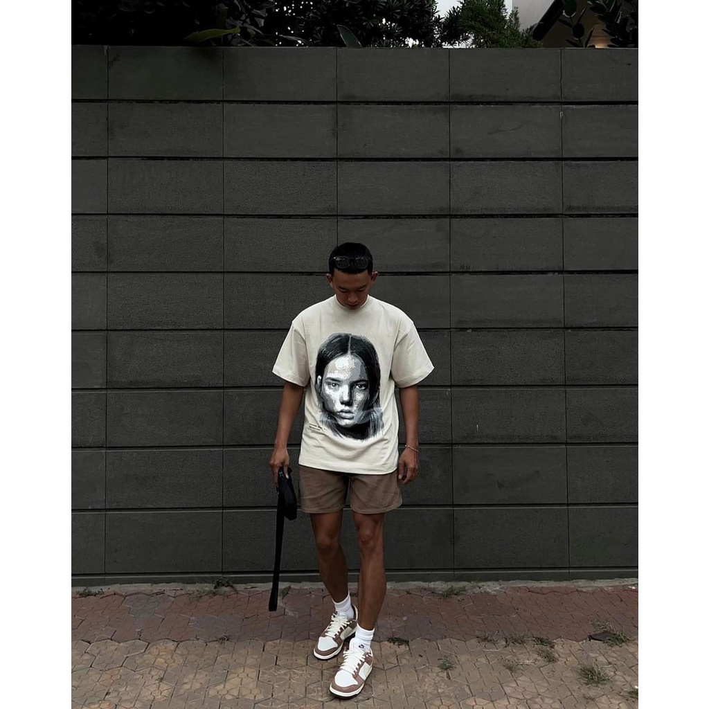 Stressmama - Áo Thun Portrait No.1 T-shirt Beige Chất Liệu 100% Cotton vải dày 250GSM Local Brand